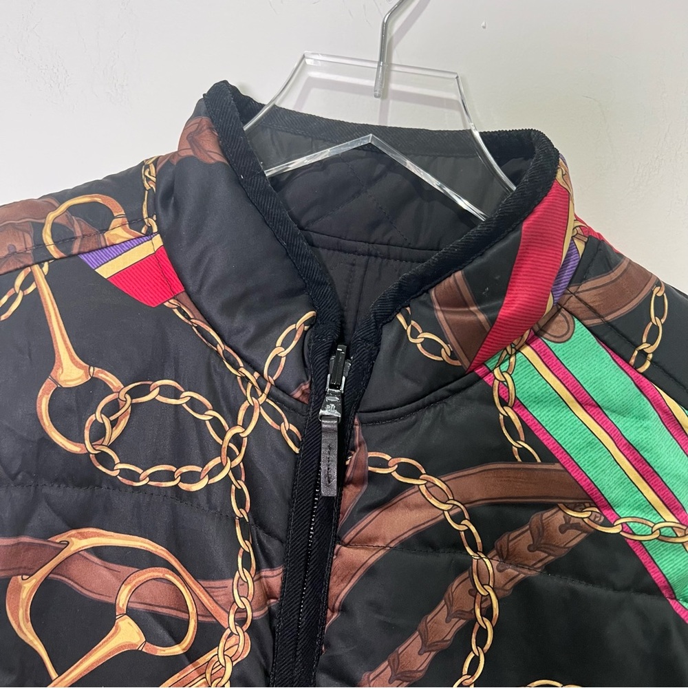 Ralph Lauren Crest-Patch Diamond-Quilted Vest Black Reversible Equestrian Sz L - Picture 3 of 10